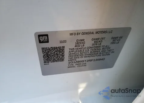 2024 Chevrolet Malibu Ls из США, поврежденный, VIN 1G1ZB5ST2RF135943